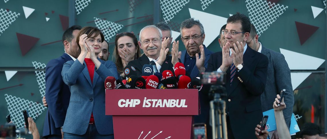 Main opposition CHP leader Kilicdaroglu addresses their supporters in Istanbul Reuters
