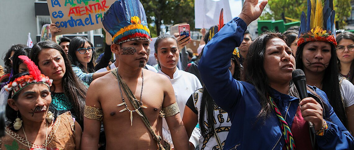 A group of indigenous people attend a protest due to the wildfires in the Amazon rainforest Reuters