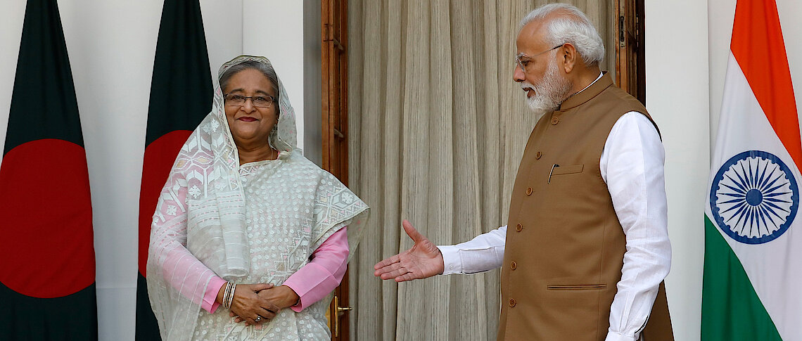 India's PM Modi with his Bangladeshi counterpart Hasina  Reuters