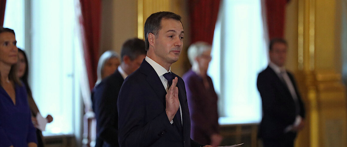 Alexander De Croo is sworn in as new Belgian Prime Minister at the Royal Palace in Brussels on 1 October Reuters